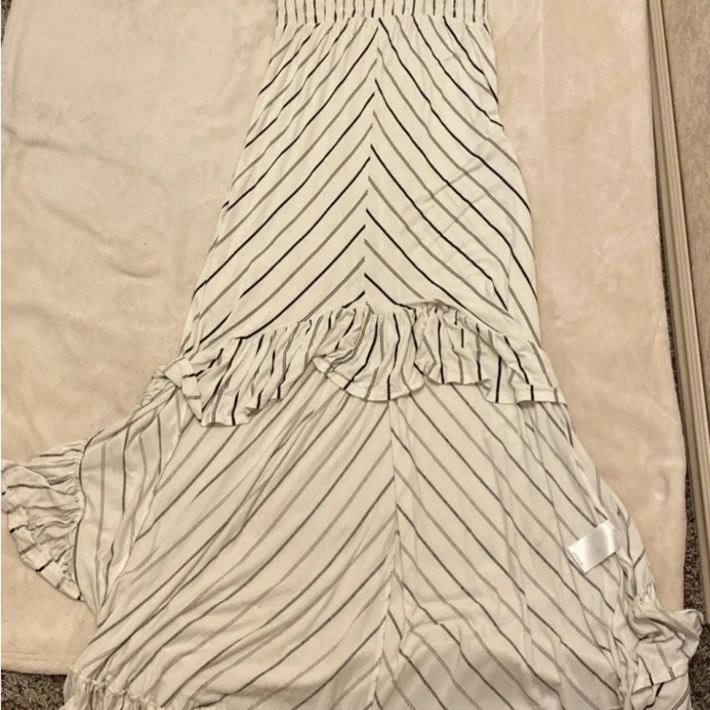 Express Striped High Low Striped Dress with Ruffles